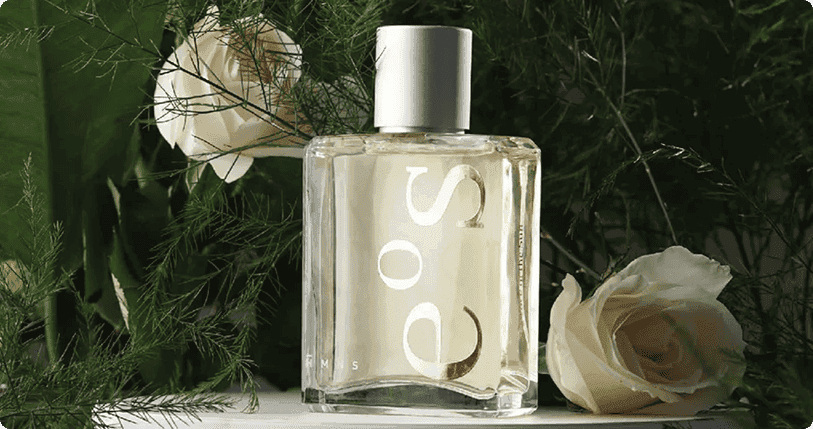 Hero perfume bottle with flowers